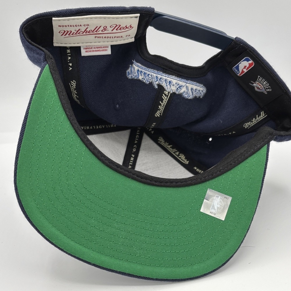Mitchell & Ness Oklahoma City Thunder Adjustable SnapBack 100% Wool Hat NBA Blue - Picture 3 of 6